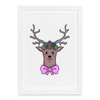 Deer Deer Illustration Gift - Framed poster (27 × 37 cm) - white - Front
