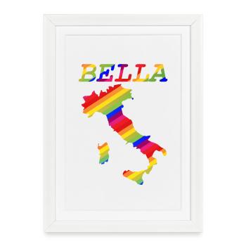 Bella Italia Pride Arc-en-ciel - Affiche encadrée (27 × 37 cm) - blanc - Devant