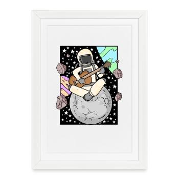 Astronaut plays guitar in space - Framed poster (27 × 37 cm) - white - Front