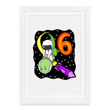 Garçon 6 ans - J’ai 6 ans - 6ème anniversaire - Affiche encadrée (27 × 37 cm) - blanc - Devant