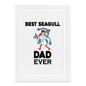 Papa Papa Mer du Nord Meilleur papa Mouette - Affiche encadrée (27 × 37 cm) - blanc - Devant