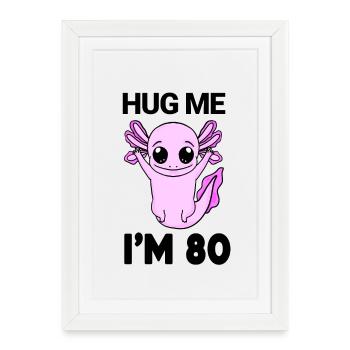 80 ans - 80 ans - câlin - Affiche encadrée (27 × 37 cm) - blanc - Devant