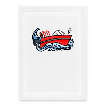 Fire Boat - Framed poster (27 × 37 cm) - white - Front