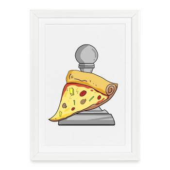 Échecs et pizza - Affiche encadrée (27 × 37 cm) - blanc - Devant