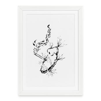 Cigarette - Affiche encadrée (27 × 37 cm) - blanc - Devant