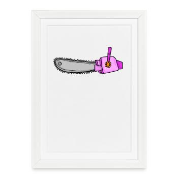 Tronçonneuse pour femme - Tronçonneuse pour femme - Affiche encadrée (27 × 37 cm) - blanc - Devant