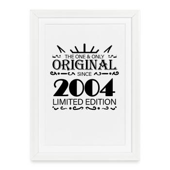 2004 - Né 2004 - Année de naissance 2004 - Affiche encadrée (27 × 37 cm) - blanc - Devant