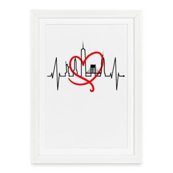 New York Skyline coeur coeur USA cadeau NY - Affiche encadrée (27 × 37 cm) - blanc - Devant