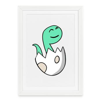Dinosaur Egg Dino Baby Motif - Affiche encadrée (27 × 37 cm) - blanc - Devant