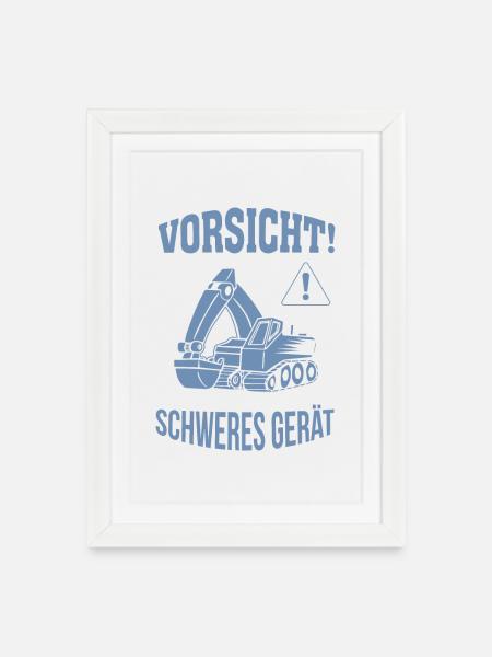 Bagger Baggerfahrer Baugeräteführer Schweres Gerät - Gerahmtes Poster (27 × 37 cm) - Weiß
