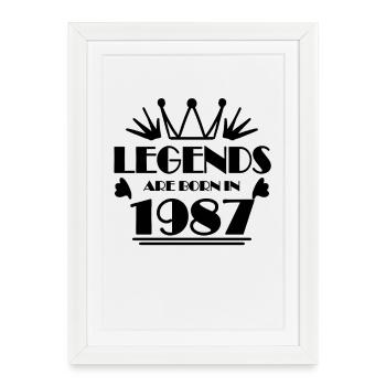 1987 - Né en 1987 - Affiche encadrée (27 × 37 cm) - blanc - Devant
