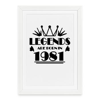 1981 - Né en 1981 - Affiche encadrée (27 × 37 cm) - blanc - Devant