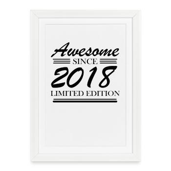 2018 - Né 2018 - Année de naissance 2018 - Affiche encadrée (27 × 37 cm) - blanc - Devant