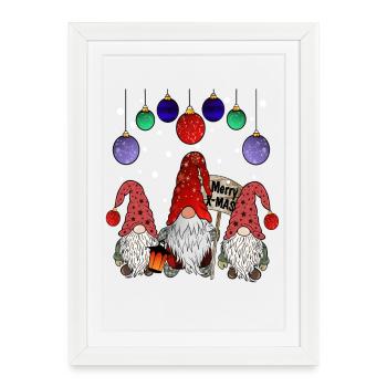 Famille Gnome Elfes de Noël - Affiche encadrée (27 × 37 cm) - blanc - Devant