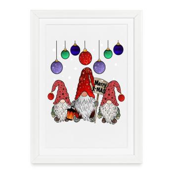 Famille Gnome de Noël - Affiche encadrée (27 × 37 cm) - blanc - Devant
