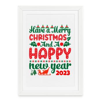 Noël, noël, noël, noël, noël, noël, noël, noël - Affiche encadrée (27 × 37 cm) - blanc - Devant