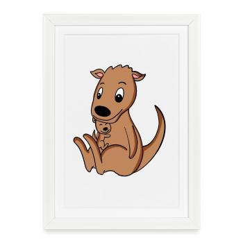 Grossesse familiale - Kangourou avec bébé - Affiche encadrée (27 × 37 cm) - blanc - Devant