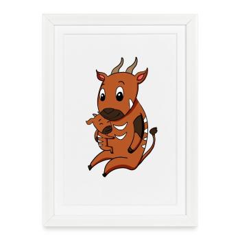Grossesse familiale - antilope avec bébé - Affiche encadrée (27 × 37 cm) - blanc - Devant