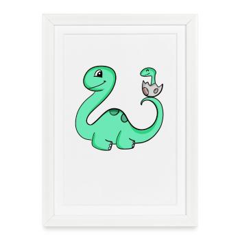 Dinosaur with baby dinosaur - Framed poster (27 × 37 cm) - white - Front