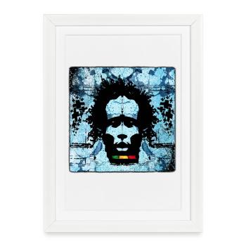 Reggae Man Portrait with Graffiti Style - Framed poster (27 × 37 cm) - white - Front