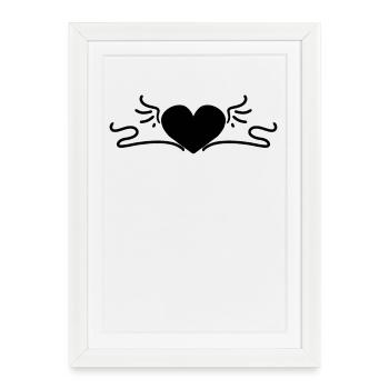 Cœur Noir - Affiche encadrée (27 × 37 cm) - blanc - Devant