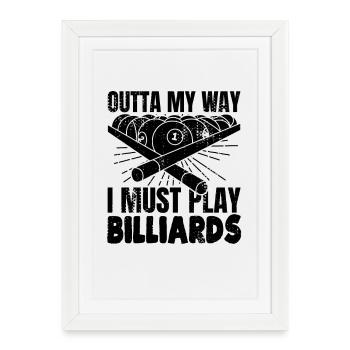 Drôle de joueur de billard - Affiche encadrée (27 × 37 cm) - blanc - Devant