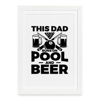 Ce père vit de la piscine et de la bière - Affiche encadrée (27 × 37 cm) - blanc - Devant