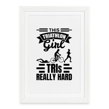 Triathlètes filles - Affiche encadrée (27 × 37 cm) - blanc - Devant