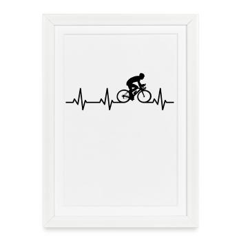 Ligne cardiaque cycliste - Affiche encadrée (27 × 37 cm) - blanc - Devant