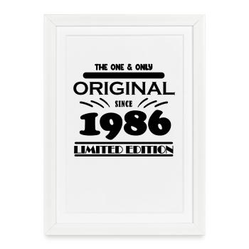 1986 - Année de construction 1986 - Né en 1986 - Affiche encadrée (27 × 37 cm) - blanc - Devant