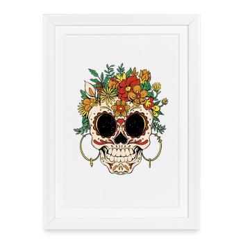 Couronne de fleurs Jour de Muertos - Affiche encadrée (27 × 37 cm) - blanc - Devant