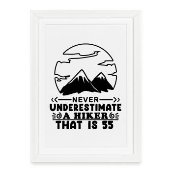 Randonnée en montagne 55e anniversaire 55 ans - Affiche encadrée (27 × 37 cm) - blanc - Devant