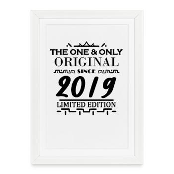 2019 - Année de construction 2019 - Millésime 2019 - Affiche encadrée (27 × 37 cm) - blanc - Devant