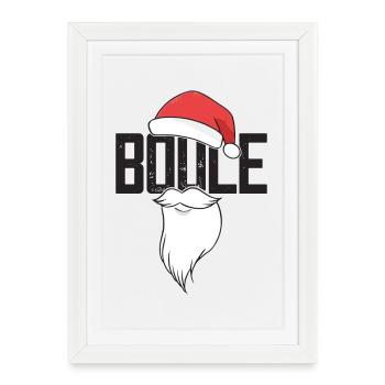 Boule Santa Tenue de pétanque pour Bouler pour boules - Affiche encadrée (27 × 37 cm) - blanc - Devant