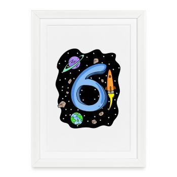 6 ans Jeune astronaute - Affiche encadrée (27 × 37 cm) - blanc - Devant