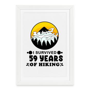 Mountain Wanderer 59e anniversaire 59 ans cadeau - Affiche encadrée (27 × 37 cm) - blanc - Devant