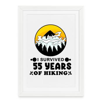 Randonneur de randonnée en montagne 55e anniversaire 55 ans - Affiche encadrée (27 × 37 cm) - blanc - Devant