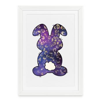 Lapin de Pâques à motif léopard - Affiche encadrée (27 × 37 cm) - blanc - Devant