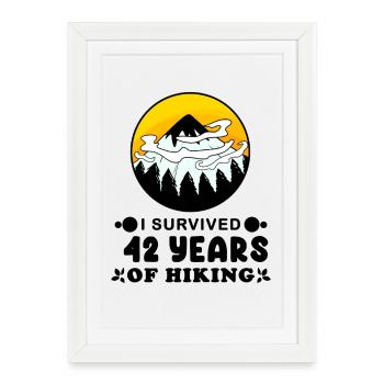 42ème anniversaire randonneur 42 ans randonnée en montagne - Affiche encadrée (27 × 37 cm) - blanc - Devant