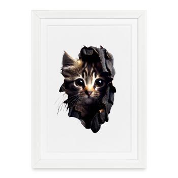 Cat Motif Art Cat Design Domestic Cat Meow Cat - Framed poster (27 × 37 cm) - white - Front