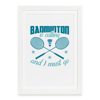 Blague sur le badminton - Affiche encadrée (27 × 37 cm) - blanc - Devant