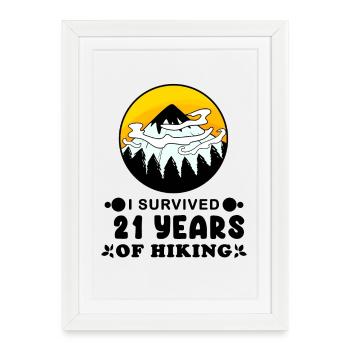 21e anniversaire randonneur 21 ans montagnes sommitales - Affiche encadrée (27 × 37 cm) - blanc - Devant