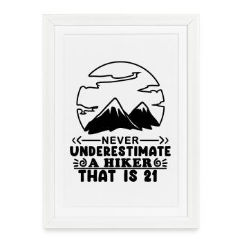 21e anniversaire randonneur 21 ans montagnes sommitales - Affiche encadrée (27 × 37 cm) - blanc - Devant