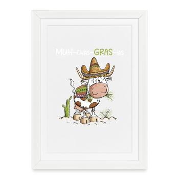 Mexico Cow Cartoon Thank You Pun - Framed poster (27 × 37 cm) - white - Front