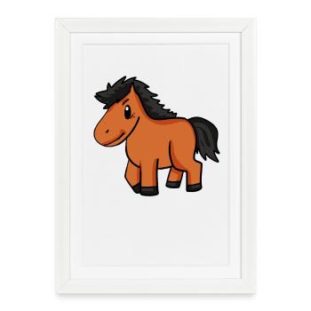 Horse Kids Motif - Affiche encadrée (27 × 37 cm) - blanc - Devant