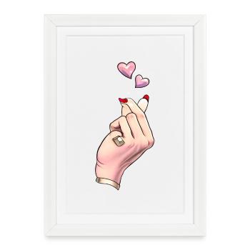Finger Heart K Pop coréenne - Affiche encadrée (27 × 37 cm) - blanc - Devant