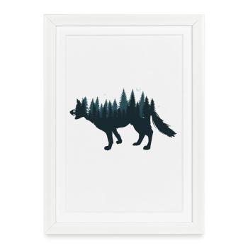Wood wolf in the cloud forest - Framed poster (27 × 37 cm) - white - Front