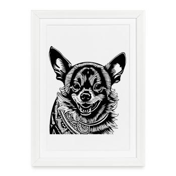 Tatouage de Chihuahua - Affiche encadrée (27 × 37 cm) - blanc - Devant