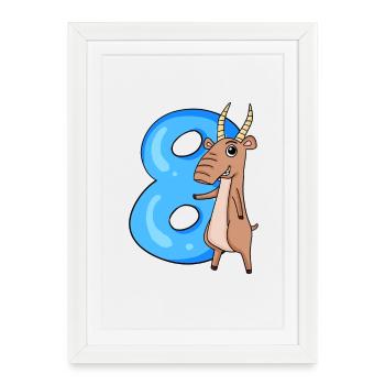 8 years old - 8th birthday with animal motif - Framed poster (27 × 37 cm) - white - Front