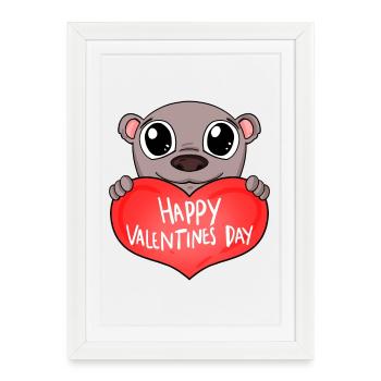 Ours de cœur de la Saint-Valentin - Affiche encadrée (27 × 37 cm) - blanc - Devant